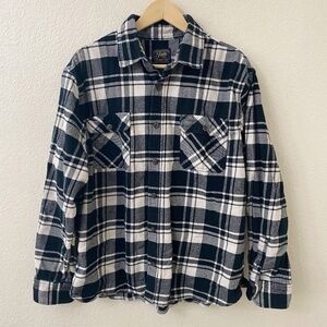 Jachs Heritage Flannel Shirt Size XXL Black White Plaid Button Down
